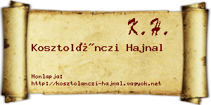 Kosztolánczi Hajnal névjegykártya
